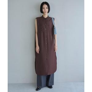 シャツワンピース シアーサテン ロングシャツワンピースの商品画像