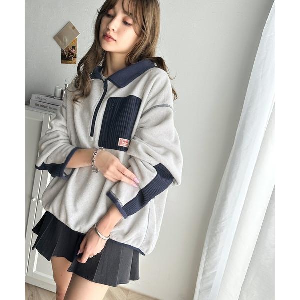 トレーナー スウェット 「JaVa ジャバコラボ」レトロが気分。エルボ―パッチ ハーフジップ フリー...