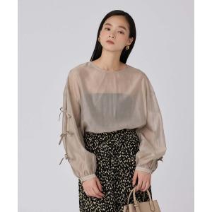 ブラウス シャツ 袖リボンシアーブラウス レディース