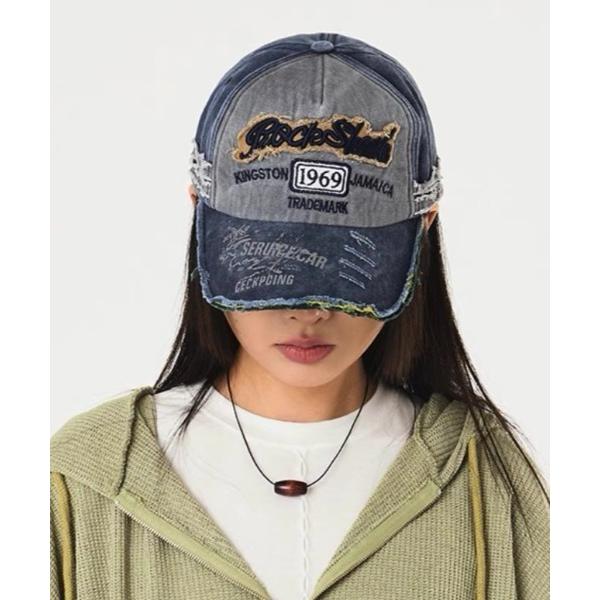 キャップ 帽子 刺繍パッチダメージ加工キャップ レディース メンズ