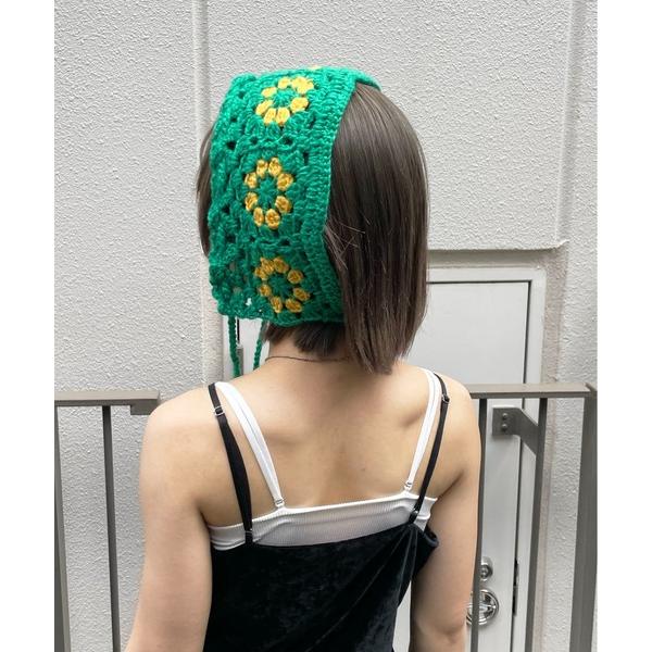 ヘアバンド 「HIKA」花モチーフカギ編みヘッドバンド