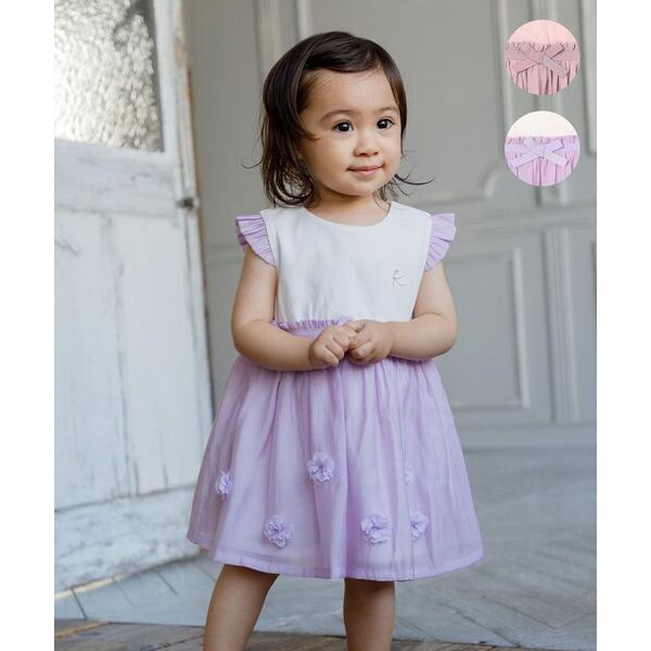ドレス 発表会 卒園式 入学式 「80~100cm」ベビーフラワー ドレス キッズ 子供服 女の子