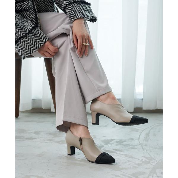 ブーツ グログラン切り替えブーティー レディース