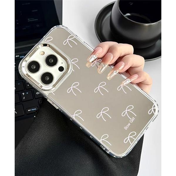 スマホケース リボン ミラータイプ iPhoneカバー アイフォンケース ipc715