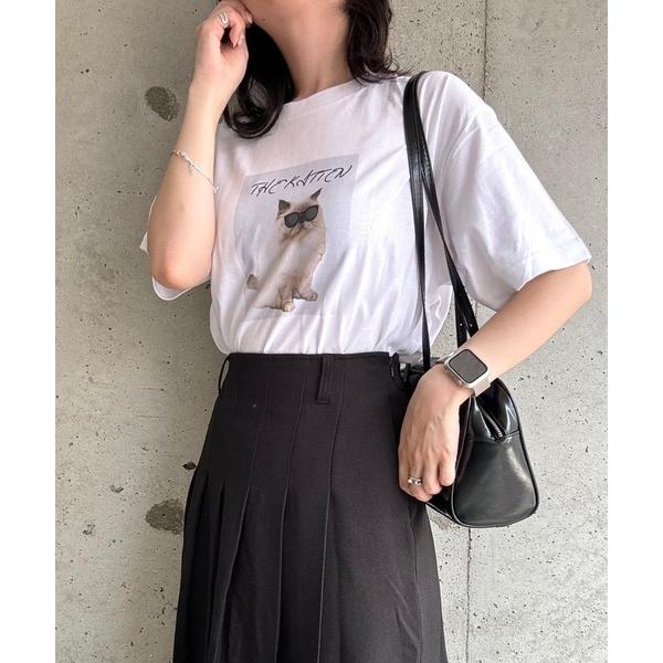 tシャツ CATグラフィックプリント半袖Tシャツ レディース