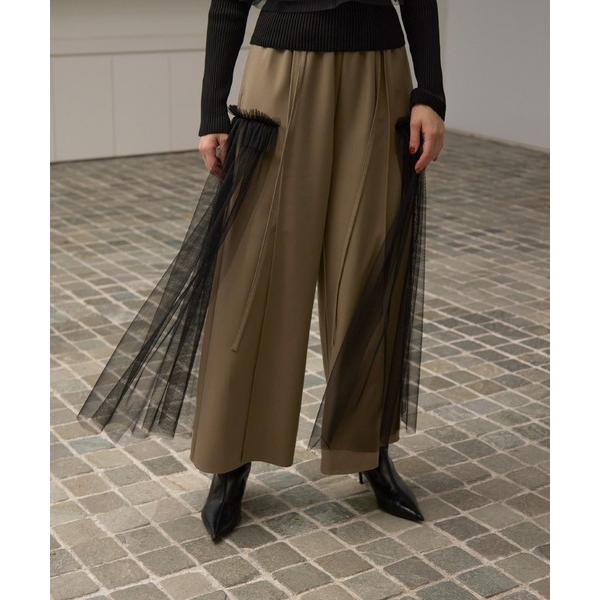 スラックス パンツ Curtain Flare Wide Slacks レディース