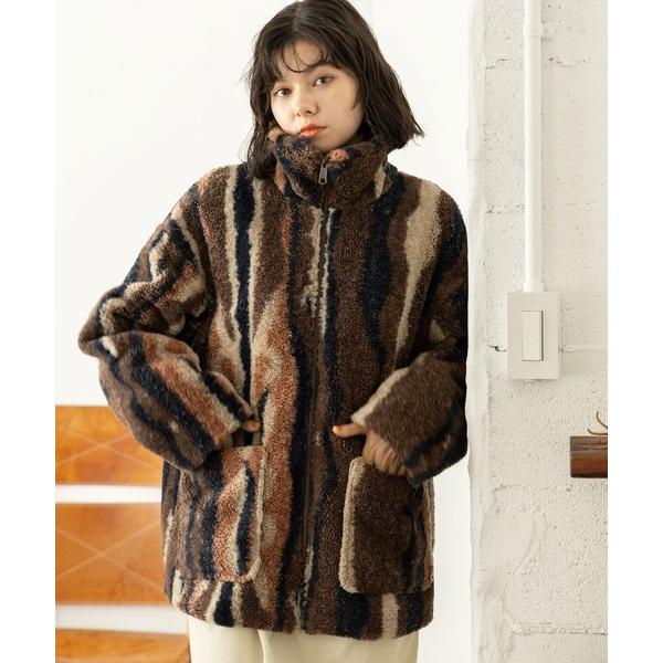 ブルゾン アウター ミックスボアZIPジャケット レディース