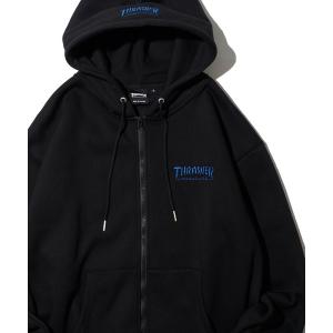 パーカー 「THRASHER / スラッシャー」裏起毛ワンポイント刺繍ジップアップパーカー メンズ レディース
