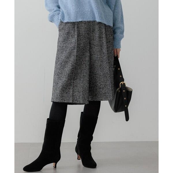 パンツ ヘリンボーンループツイード ハーフパンツ レディース