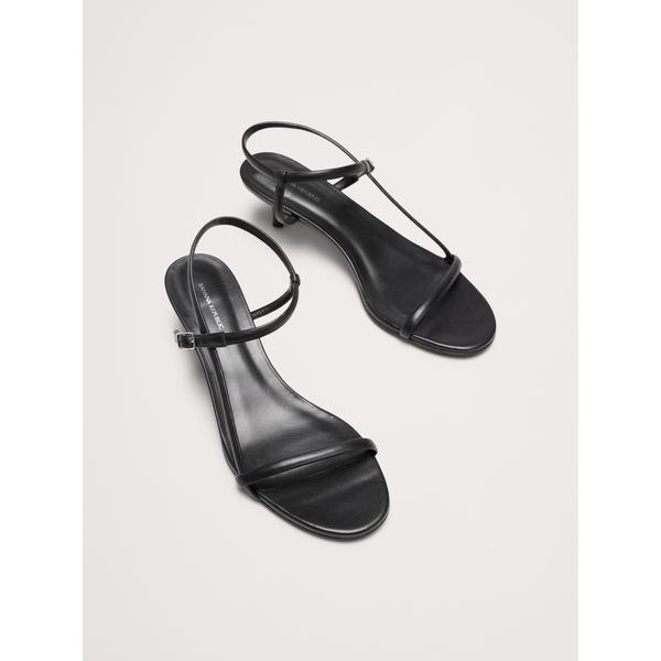 サンダル Terzo レザー キトゥンヒールサンダル レディース