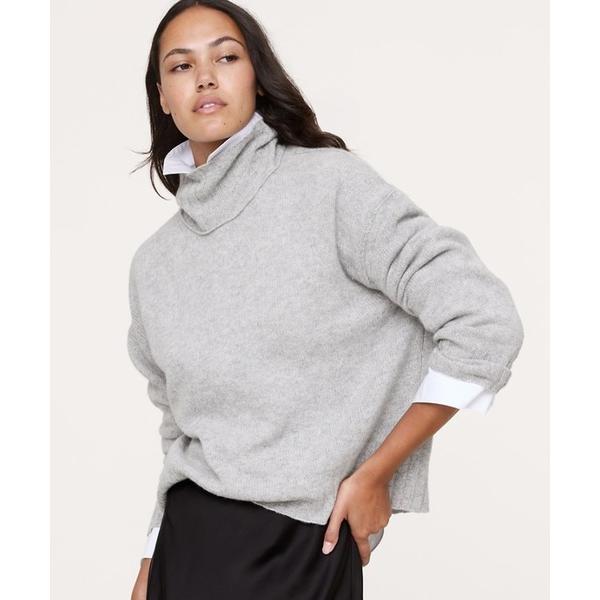 ニット セーター オーバーサイズ ミッドウェイト カシミヤ タートルネックセーター レディース