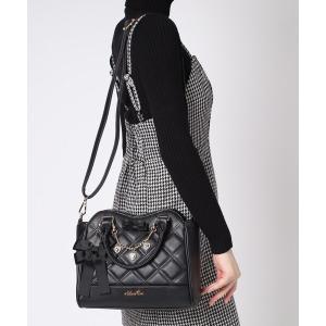 ボストンバッグ Wキルトチャーム付2WAYボストン レディース