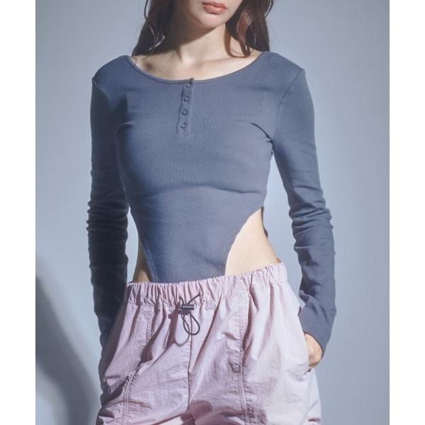 フロントボタンボディスーツ レディース