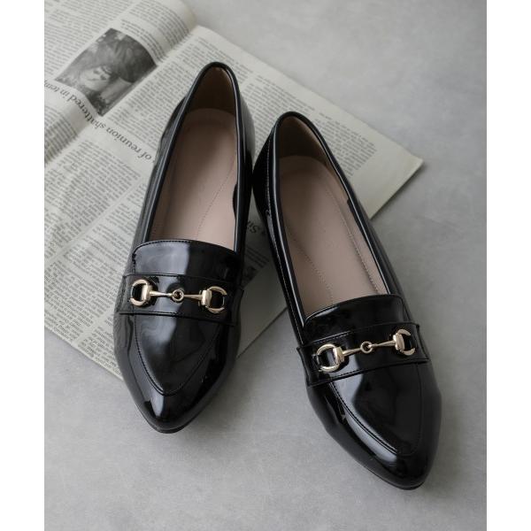 パンプス 防水 撥水 防滑 晴れ雨兼用 幅広 3E ポインテッドトゥ ビット付き ローファー レイン...