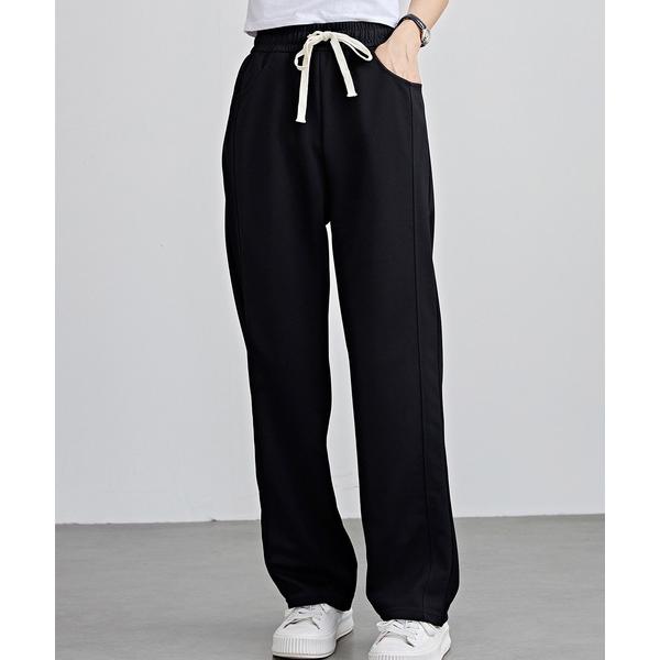 スウェットパンツ ジャージ ソリッドカラー サイドライン ハイウエスト イージー スウェット パンツ...