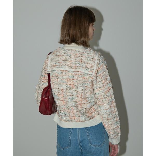カーディガン mix tweed sailor jacket / セーラーカラーツイードカーディガン...