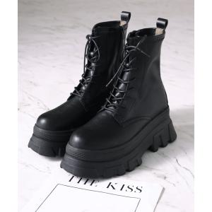 ブーツ 極盛り厚底トラックソールレースアップストレッチブーツ レディース