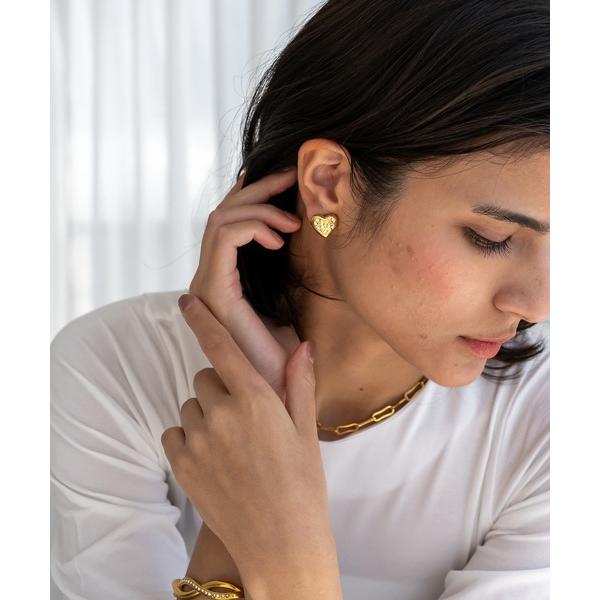 ピアス 金属アレルギー対応 ストーンハートフープステンレスピアス レディース