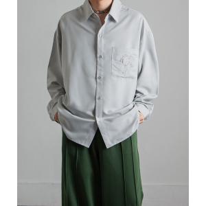 シャツ ワンポイント花刺繍 レギュラーカラー長袖シャツ / レギュラーカラー長袖シャツ 花刺繍 メンズ レディース