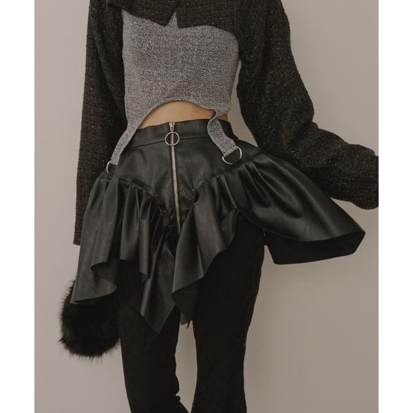 ベルト フェイクレザーフリルベルト レディース