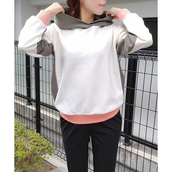 パーカー 配色フードパーカー レディース