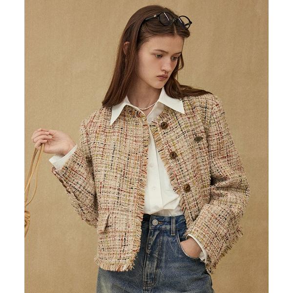 ジャケット ノーカラージャケット ウールミックス　ツイードジャケット　FC24W074「Fano S...