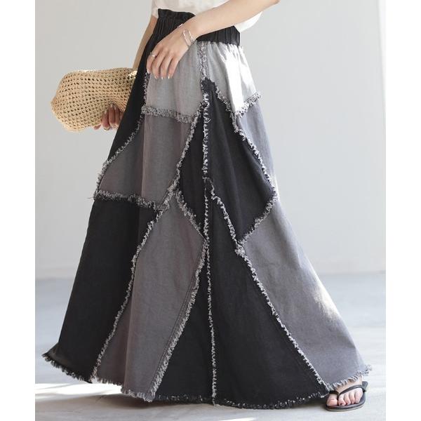 スカート 切り替えデニムスカート