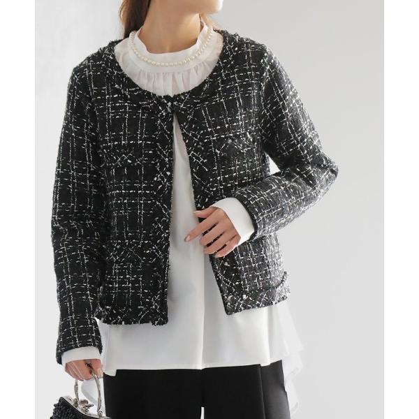 ジャケット ノーカラージャケット ツイードノーカラージャケット レディース