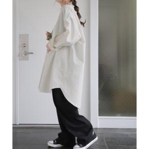 ブラウス シャツ ガシっとバンドカラーシャツ レディース