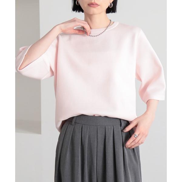 ニット セーター 「新色追加」スウェットライクハーフスリーブニット「サスティナブル」 レディース