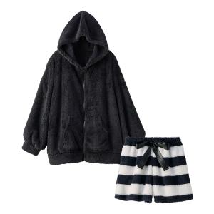 パジャマ ルームウェア 「もこもこ上下セット」ボアジップパーカー＆ショートパンツ レディース