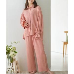 パジャマ ルームウェア 「綿100％上下セット」Ｗガーゼシャツパジャマ レディース