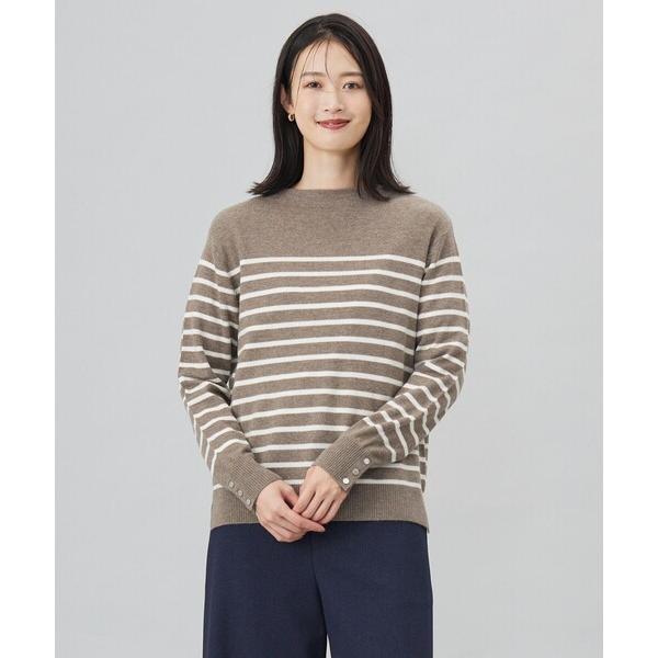 ニット セーター 「洗える」SOFT TOUCH WOOL 立ち襟 ボーダー ニット レディース