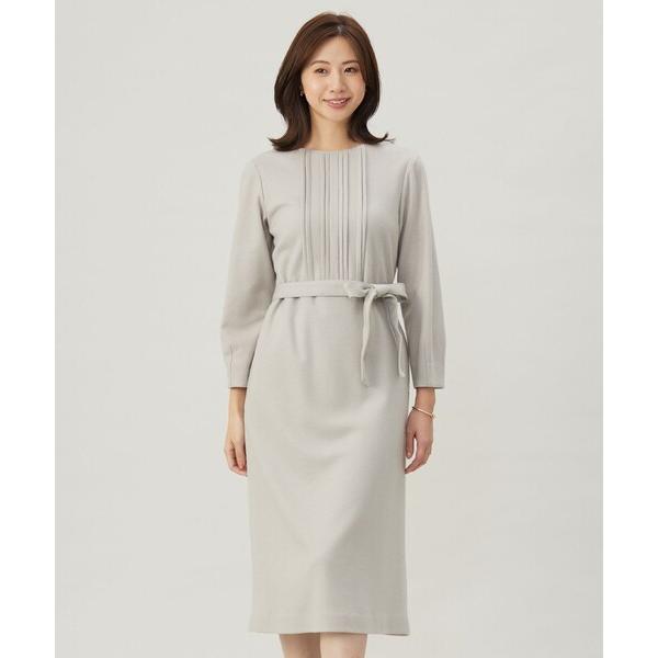 ワンピース 「セットアップ対応」ウールスムース タックディテール ワンピース