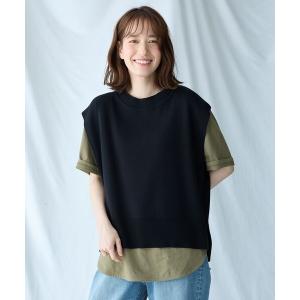 ベスト ジレ 「洗濯機可」スリットニットベスト レディース