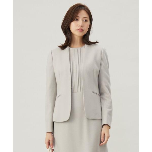 ジャケット ノーカラージャケット 「セットアップ対応」ウールスムース ノーカラー ジャケット レディ...