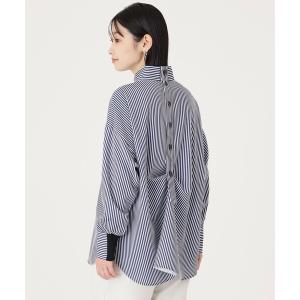 ブラウス シャツ 「大人気定番」ストライプバックボタンブラウス レディース