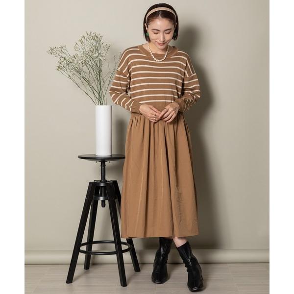 ワンピース ボーダーニット ドッキングワンピース