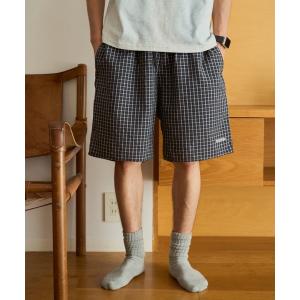 ハーフパンツ ワイドパンツ パンツ seersucker check shorts メンズ レディース