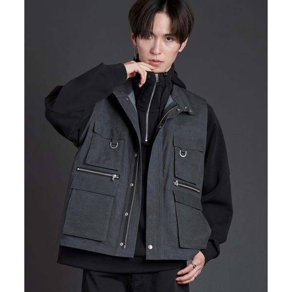 ベスト ジレ 「NO ID.」Stand Collar Fishing Vest / スタンド カラ...