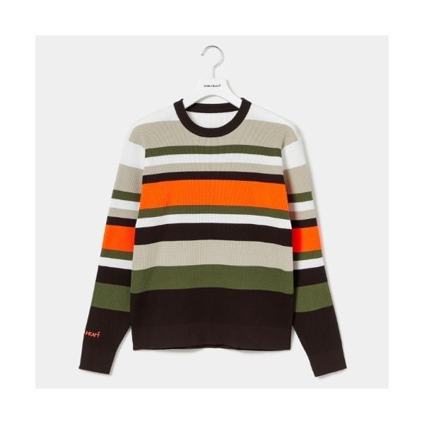 セーター ニット 「VIVA HEART/GOLF」ビビットカラーinマルチボーダーワッフルニット ...