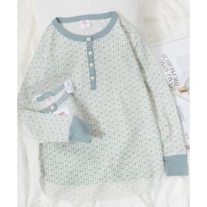tシャツ JEMORGAN（ジェーイーモーガン）ワッフル花柄ヘンリーネック サーマルロンT/リンガーT/長袖/ルームウェア レディース レディース