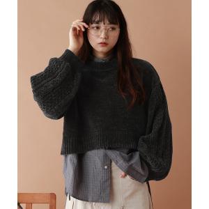 ニット セーター ボリュームスリーブ/袖ラインモールニット レディース