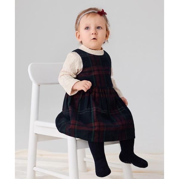 ワンピース 細コールオリジナルチェックジャンパースカート キッズ 子供服 女の子
