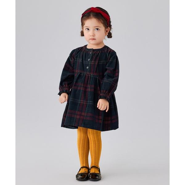 ワンピース 細コールオリジナルチェックワンピース キッズ 子供服 女の子