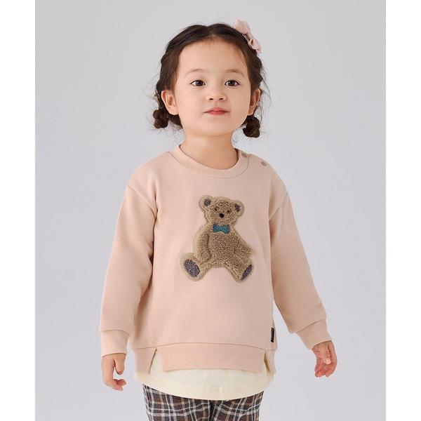 トレーナー 裏毛裾レイヤード風長袖トレーナー（くま） キッズ 子供服 男の子 女の子