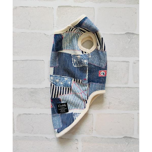 犬 服 「lalalamarron」デニムパッチワークのタンクトップ　ダックスサイズ/犬服/ペット服...