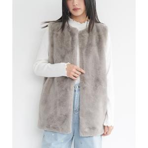 ベスト ジレ フェイクファーベスト レディース