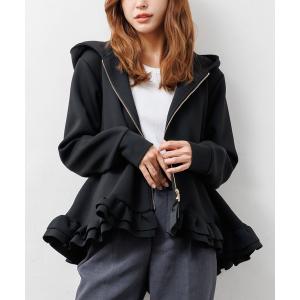 ブルゾン アウター スクーバ裾フリルパーカー レディース