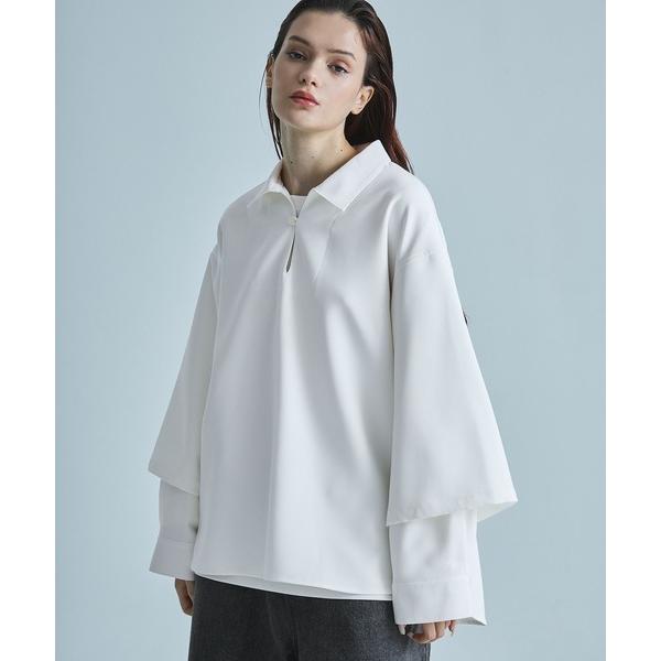 シャツ ルーズシルエットドレープフェイクレイヤードスキッパーロングスリーブシャツ メンズ レディース